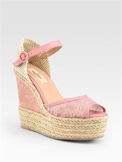 valentino wedge sandals pink